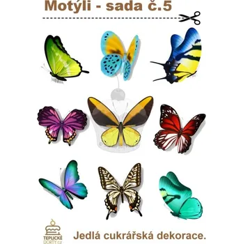 Jedlá dekorace na dort Caketools "Amazonští motýli 9ks" - A5