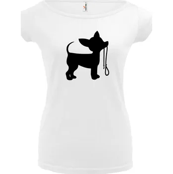 Dámské tričko PES S VODÍTKEM 3 (Dámské tričko bílé, černý potisk) (Dámské tričko s potiskem)