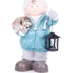 Postavička Vánoce, Chlapeček s lucernou a ježkem, keramika, 23x20x39,5 cm