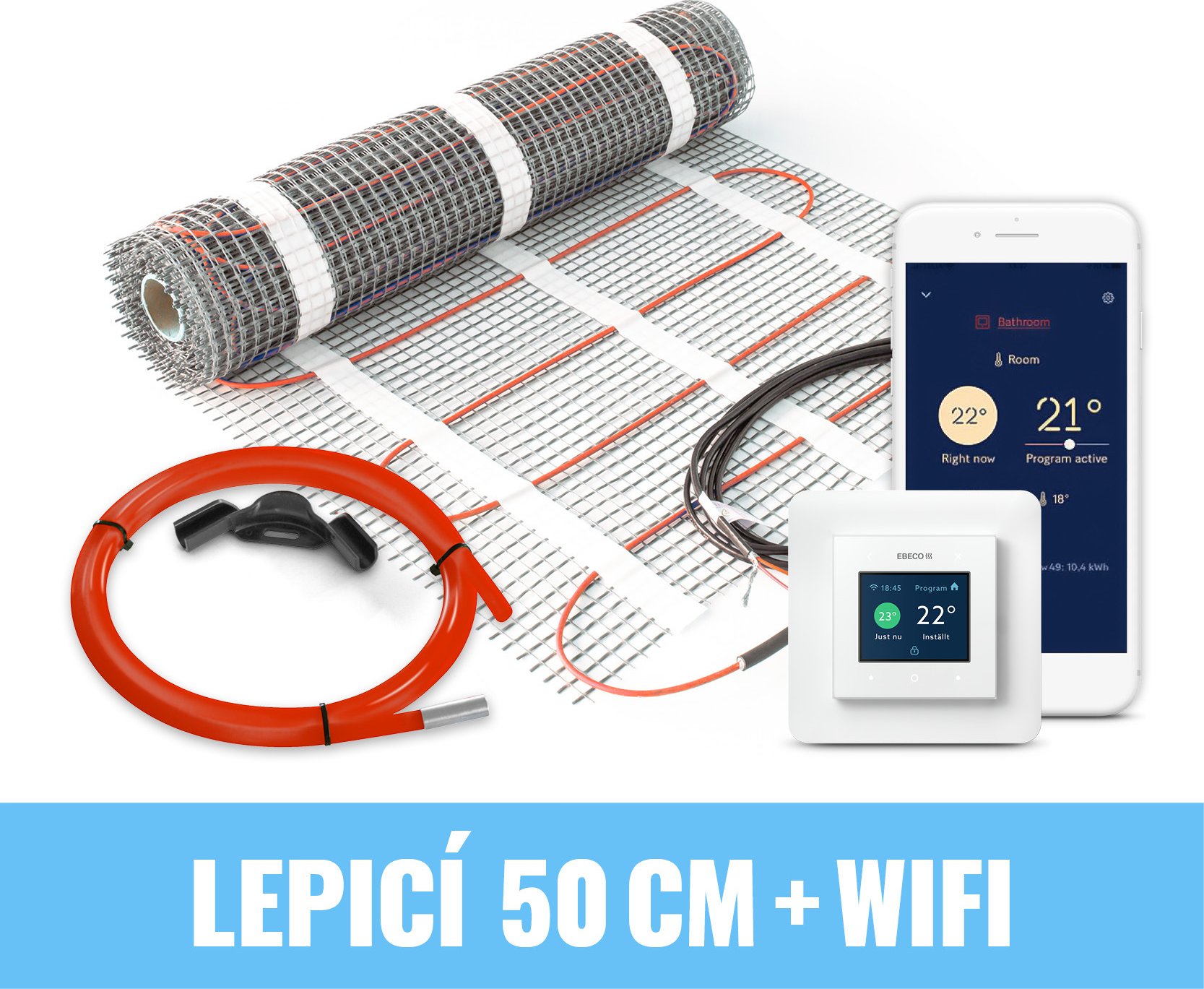 Zvýhodněná sada rohože s termostatem Comfort KIT WiFi 15 m2 2250 W 30 m