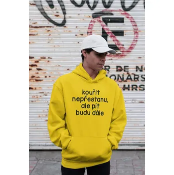 Pánská mikina Pánská mikina Kouřit nepřestanu Barva: Žlutá, Velikost: S