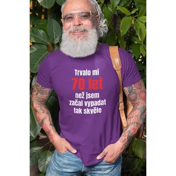 Pánské tričko Pánské tričko Trvalo mi 70 let Barva: Fialová, Velikost: 4XL
