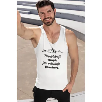 Pánské tílko Pánské tílko Nepotřebuji terapii Barva: Bíla, Velikost: S