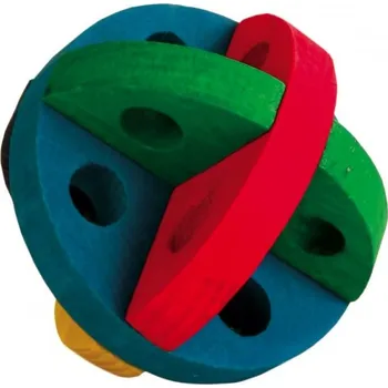 Hračka pro psa Dřevěný barevný míček na hraní a pamlsky 8 cm
