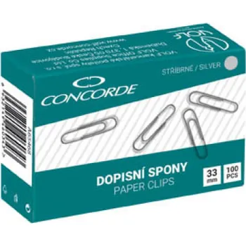 Kancelářské potřeby Dopisní spony CONCORDE - 33 mm / 100 ks