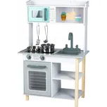 EcoToys Dřevěná kuchyňka s příslušenstvím šedá 7256