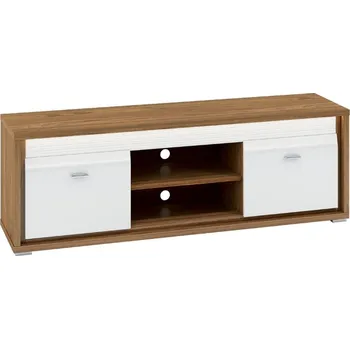 Televizní stolek DAFNE 11 tv stolek, ořech/bílá lesk/lišta bílá