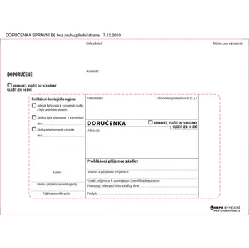 Obálka Obálky B6 s doručenkou, vytrhovací okénko - bílá / 1000 ks