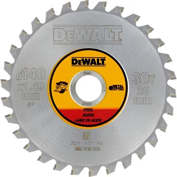 Pilový kotouč DT1923 DEWALT PILOVÝ KOTOUČ 140 X 20MM, 30 ZUBŮ, PRO AKU PILY NA ŘEZÁNÍ OCELI