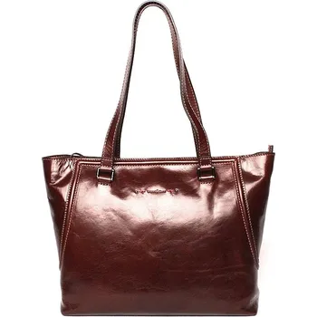 Kabelka Velká luxusní tmavěhnědá kožená kabelka na rameno Gianni Conti 258