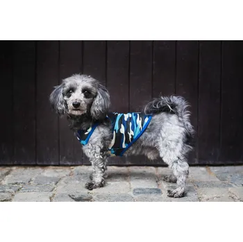 Obleček pro psa Vsepropejska Yoko maskáčové tričko pro psa Barva: Modrá, Délka zad (cm): 31, Obvod hrudníku: 38 - 42 cm