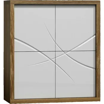 Komoda Eoshop Komoda 4d SAPIR S-10 bílý lesk/dub Stirling
