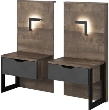 Noční stolek Eoshop Noční stolek (2 ks) DENAR s LED osvětlením, Dub Sand Grande / Matera