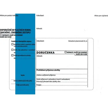 Obálka Obálky B6 s doručenkou, vytrhovací okénko - s modrým pruhem / 1000 ks