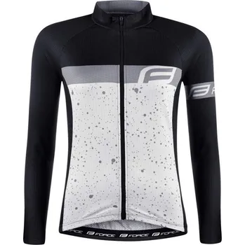 Cyklistické oblečení Force dres SPRAY dlouhý rukáv (bílá/černá)