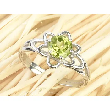Prsten Olivín stříbrný prsten květ Ag 925/1000+Rh