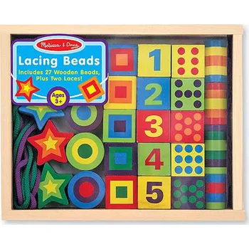 Dětské navlékací korálky Melissa & Doug Navlékání dřevěných tvarů