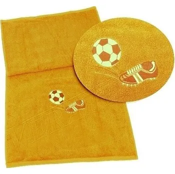 Ručník Ručník s výšivkou fotbalové kopačky a míče 50x100 žlutá