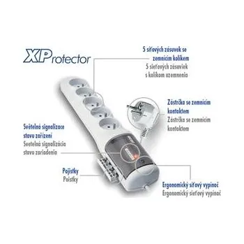 Přepěťová ochrana Rozvodný panel ACAR XProtector/3m 5x220V bílý