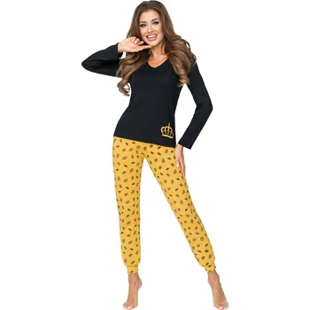 Dámské pyžamo Donna Princessa černé/hořčicové