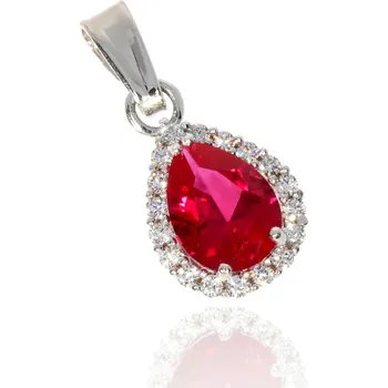 Přívěsek Zlatnictví Helios Přívěsek z bílého zlata se synt. rubínem