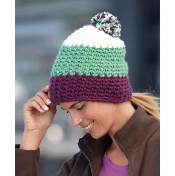 Čepice Myrtle Beach MB 7940 3-barevná háčkovaná čepice s bambulí carbon/orange/white 037940e8499