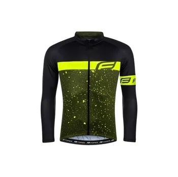 Cyklistické oblečení Force dres dlouhý rukáv Spray army-fluo, vel. M