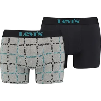 Boxerky Levi´s®DUO PACK BOXERKY LOGO PLAID - GREY/BLACK