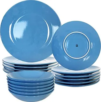 Talíř Benetton Kameninová jídelní souprava 18 ks modrá