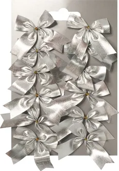 Vánoční dekorace Anděl Přerov Textilní mašle stříbrná 12 ks 5 cm