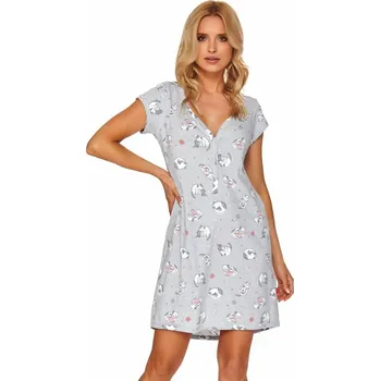 DN Nightwear Kim kočky šedá S Dámská noční košile DN Nightwear Kim kočky šedá S