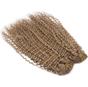 Příčesek Deluxe clip in kudrnaté vlasy 100% lidské REMY 50cm - světle hnědá