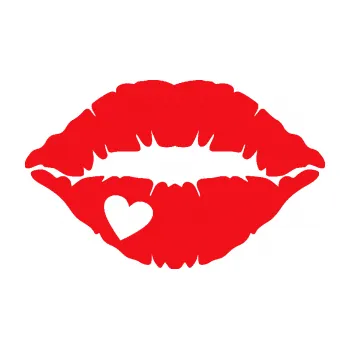 Samolepící dekorace SAMOLEPKA Pusa 004 se srdíčkem levá (10 - červená) NA AUTO, NÁLEPKA, FÓLIE, POLEP, TUNING, VLASTNÍ TEXT, TISK, AUTOSAMOLEPKY.cz, POLEPY, OBRÁZEK, LOGO, SAMOLEPKY