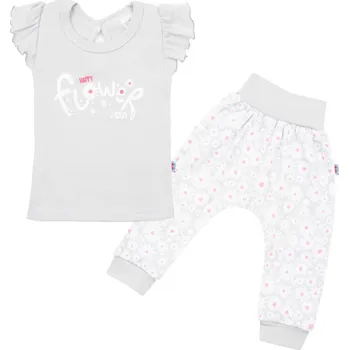 Kojenecká souprava 2-dílná kojenecká bavlněná souprava New Baby Happy Flower šedá, vel. 92 (18-24m)
