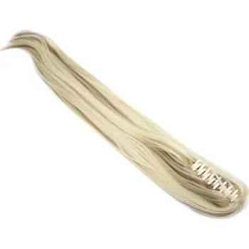 Paruka Clip in culík se skřipcem rovný 60cm - platina/světle hnědá