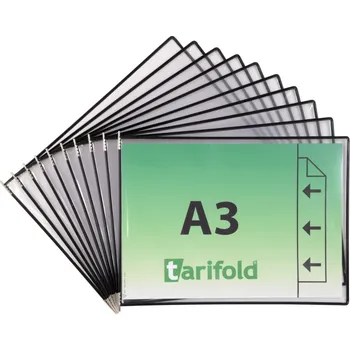 Závěsný rámeček s kapsou Tarifold, A3, otevřený bokem vertikální, černý, 10 ks