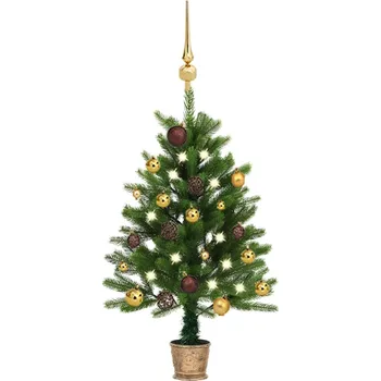 Vánoční stromek vidaXL Umělý vánoční stromek s LED diodami a sadou koulí 90 cm zelený