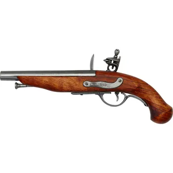 Replika zbraně Denix Replika pistole křesadlová, pirátská, nikl, Francie 18.stol.