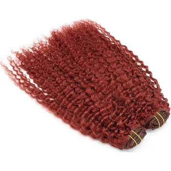 Příčesek Deluxe clip in kudrnaté vlasy 100% lidské REMY 50cm - měděná