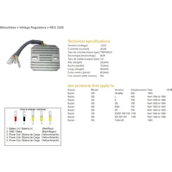 Elektroinstalace pro motocykl Regulátor dobíjení GZ Suzuki DR 125 S 1982 - 1984