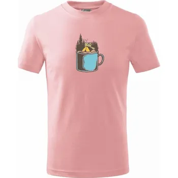Hrnek plný dobrodružství - Tričko dětské bavlněné - 122 cm/6 let ( Růžová )