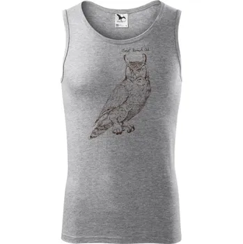 Výr virginský great horned owl - Tílko pánské Core - S ( Tmavě šedý melír )