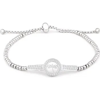Náramek biju Náramek z chirurgické oceli s posuvnou kuličkou, vážka ozdobená zirkony 2001963
