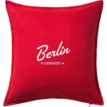 Polštář Berlin - Germany nápis - Polštář 50x50 - 50x50 - Včetně výplně ( Červená )