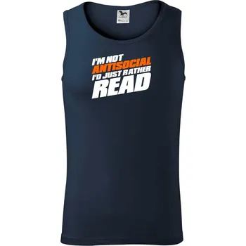 I'm not antisocial i'd just rather read - Tílko pánské Core - S ( Námořní modrá (velmi tmavá - téměř černá) )
