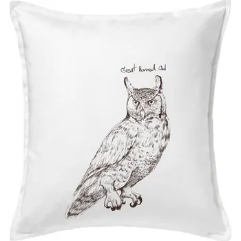 Polštář Výr virginský great horned owl - Polštář 50x50 - 50x50 - Pouze potah ( Bílá )