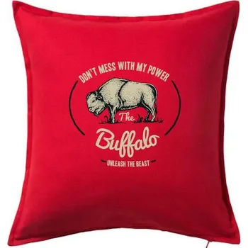 Polštář The buffalo beast - Polštář 50x50 - 50x50 - Včetně výplně ( Červená )