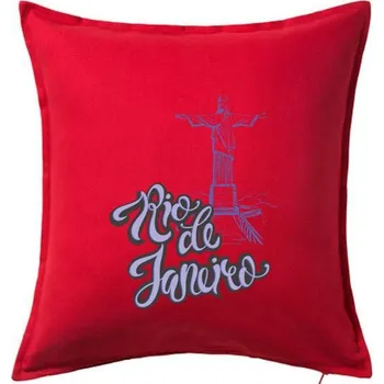 Polštář Brazil Rio Janeiro Lettering - Polštář 50x50 - 50x50 - Včetně výplně ( Červená )