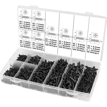 Šroub DEMA Samořezné šrouby s lentikulární hlavou, 750-dílná sada