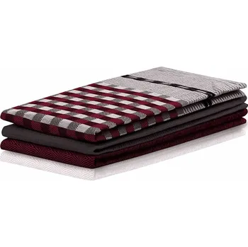 Utěrka DecoKing Kuchyňská utěrka Louie vínová a černá, 50 x 70 cm, sada 3 ks